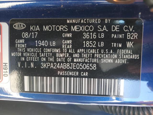 3KPA24AB8JE050658 KIA RIO LX