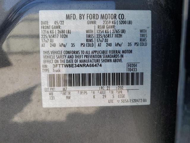 3FTTW8E34NRA66474 Ford Maverick Xl