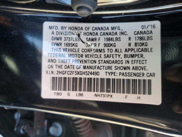 2HGFC2F5XGH524490 Honda Civic Lx