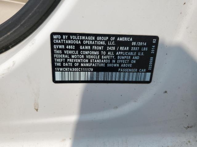 1VWCN7A30EC111179 Volkswagen PASSAT SEL