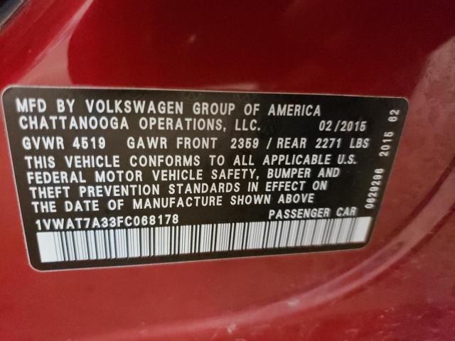 1VWAT7A33FC068178 Volkswagen PASSAT S