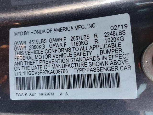 1HGCV3F97KA008763 Honda Accord Touring Hybrid