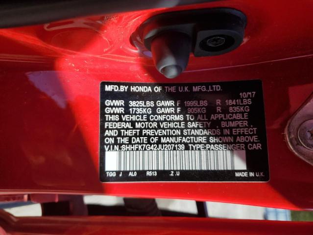 SHHFK7G42JU207139 Honda Civic Sport