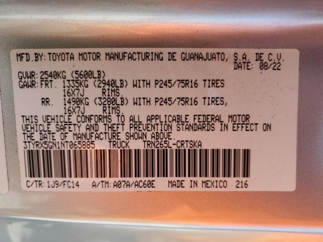3TYRX5GN1NT065885 Toyota Tacoma Access Cab