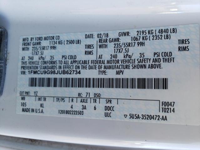 1FMCU9G98JUB62734 Ford ESCAPE SE
