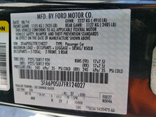 3FA6P0SU7FR124027 Ford Fusion Titanium Phev