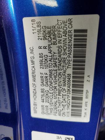 1HGCV1F33KA006458 Honda Accord Sport