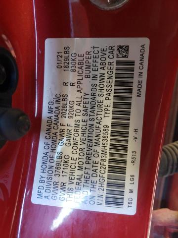 2HGFC2F83MH538589 Honda Civic Sport