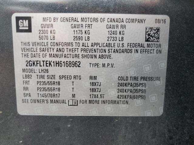 2GKFLTEK1H6168962 GMC Terrain Sle