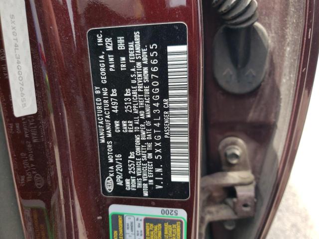 5XXGT4L34GG076655 KIA Optima Lx