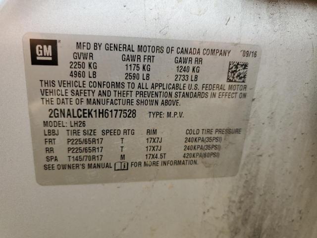 2GNALCEK1H6177528 Chevrolet EQUINOX LT