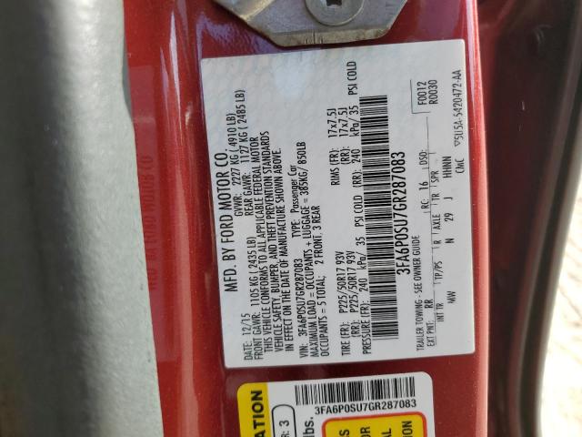 3FA6P0SU7GR287083 Ford Fusion Titanium Phev