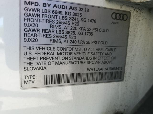 WA1LAAF74JD033415 Audi Q7 Premium Plus