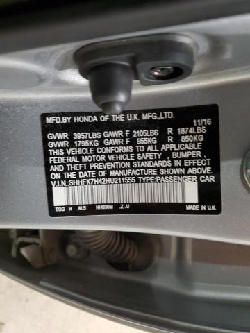 SHHFK7H42HU211555 Honda Civic Sport