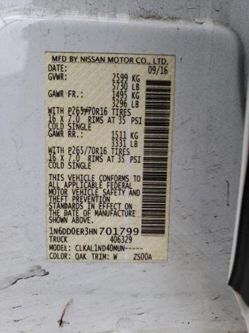 1N6DD0ER3HN701799 Nissan FRONTIER S