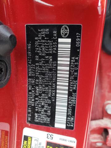 4T1K61AK1NU071765 Toyota CAMRY XSE