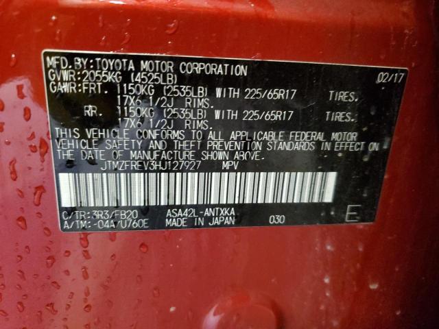 JTMZFREV3HJ127927 Toyota RAV4 LE