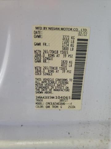 1N6AA1EE5NN104065 Nissan TITAN S