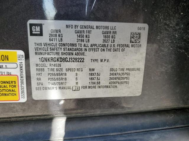 1GNKRGKD8GJ328222 Chevrolet Traverse Lt