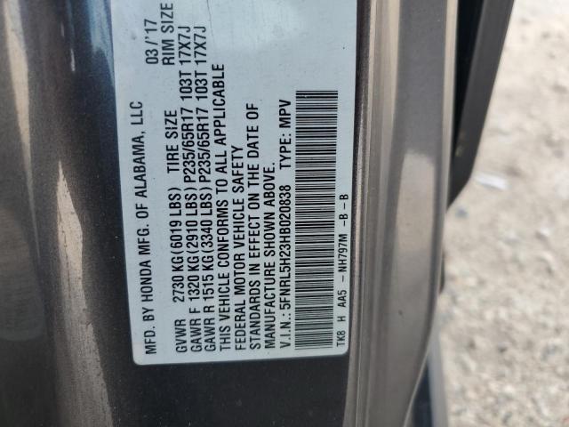 5FNRL5H23HB020838 Honda ODYSSEY LX