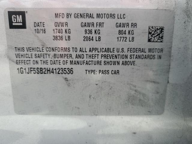 1G1JF5SB2H4123536 Chevrolet Sonic Premier