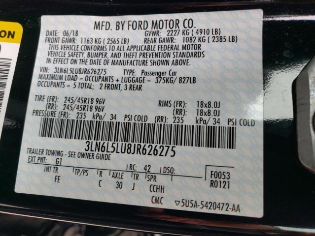 3LN6L5LU8JR626275 Lincoln Mkz Hybrid Select