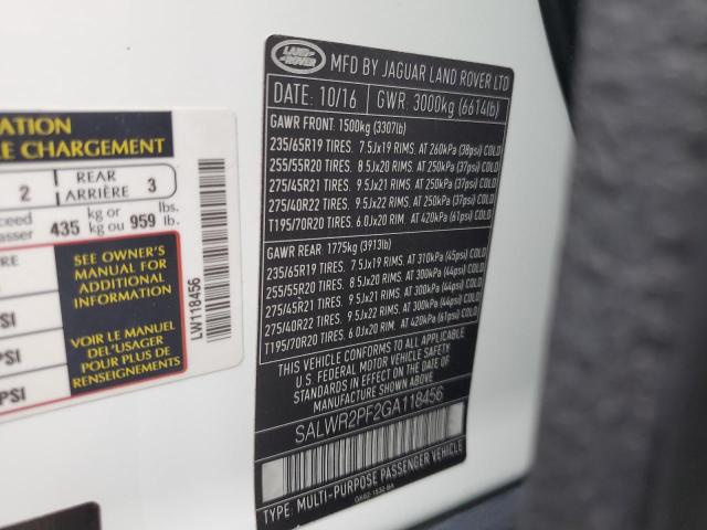 SALWR2PF2GA118456 Land Rover Range Rover Sport Hse