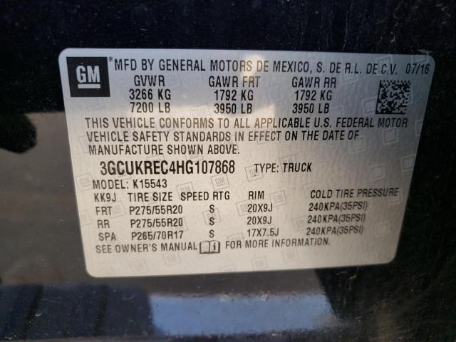 3GCUKREC4HG107868 Chevrolet Silverado K1500 Lt