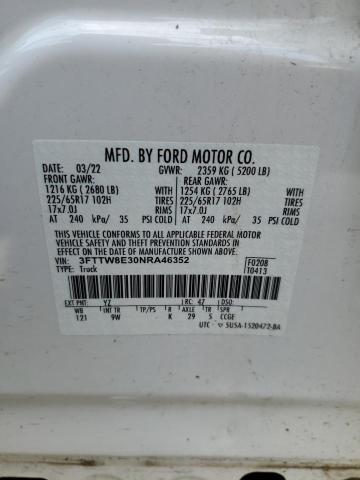 3FTTW8E30NRA46352 Ford Maverick Xl