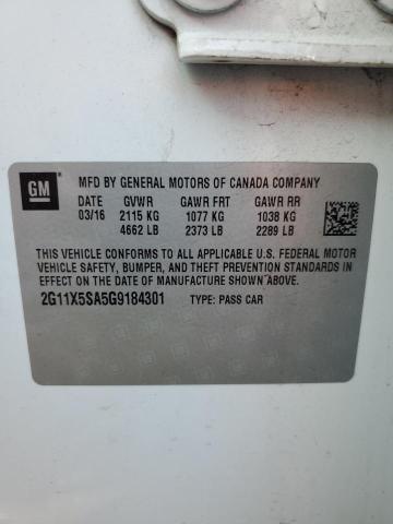 2G11X5SA5G9184301 Chevrolet IMPALA LS