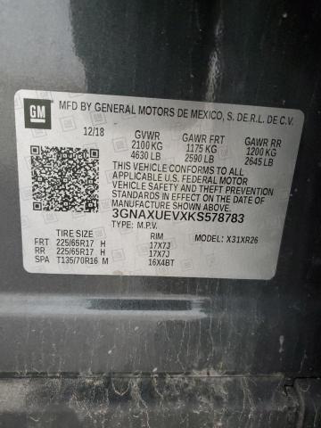 3GNAXUEVXKS578783 Chevrolet EQUINOX LT