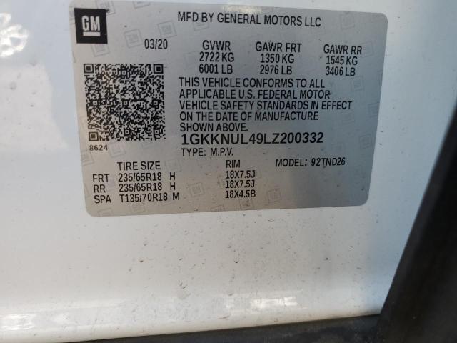 1GKKNUL49LZ200332 GMC ACADIA SLT