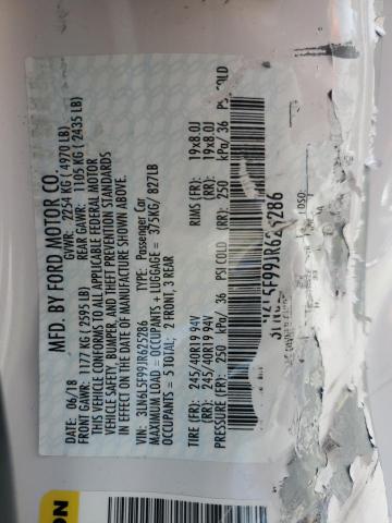 3LN6L5F99JR625286 Lincoln Mkz Reserve