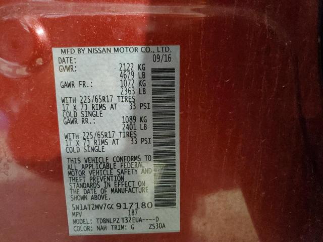 5N1AT2MV7GC917180 Nissan ROGUE S