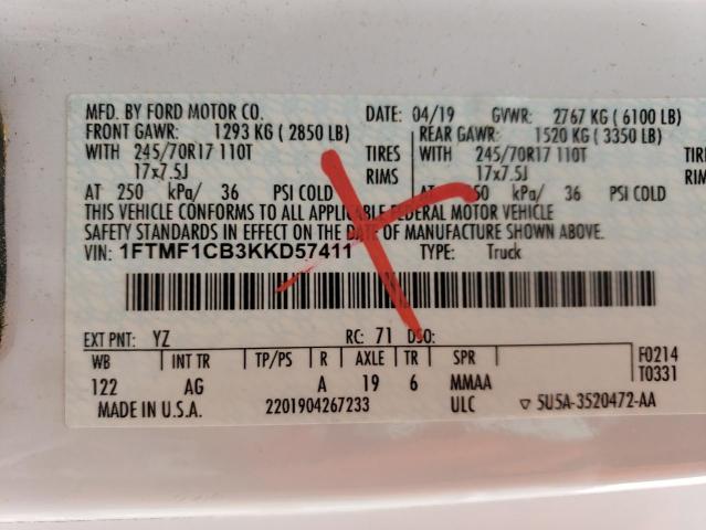 1FTMF1CB3KKD57411 Ford F150