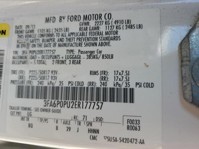 3FA6P0PU2ER177757 Ford Fusion Se Phev