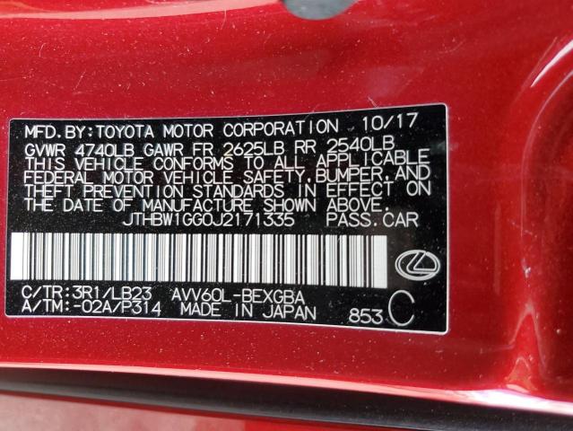 JTHBW1GG0J2171335 Lexus ES 300H