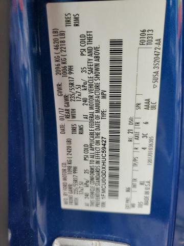 1FMCU0GDXHUC59427 Ford ESCAPE SE