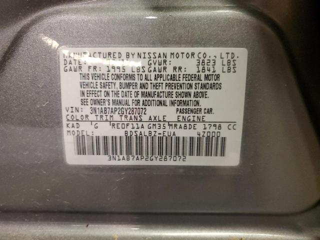 3N1AB7AP2GY287072 Nissan SENTRA S