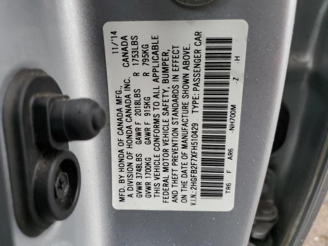 2HGFB2F7XFH510429 Honda CIVIC SE