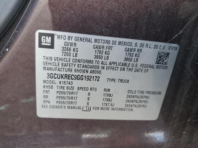 3GCUKREC9GG192172 Chevrolet Silverado K1500 Lt