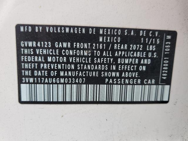 3VW117AU6GM033407 Volkswagen GOLF S