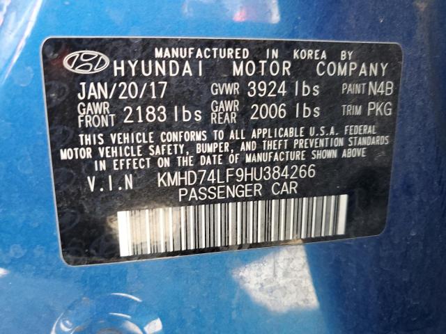 KMHD74LF9HU384266 Hyundai ELANTRA SE