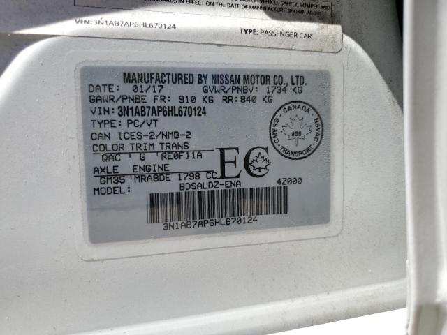3N1AB7AP6HL670124 Nissan SENTRA S