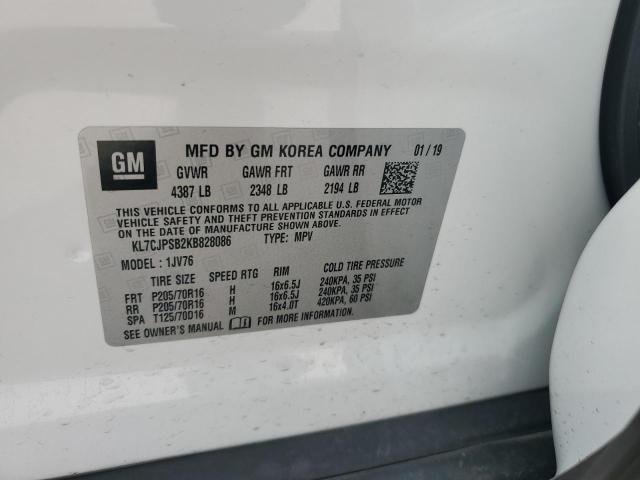 KL7CJPSB2KB828086 Chevrolet TRAX 1LT