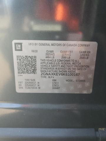 2GNAXKEV6K6100167 Chevrolet EQUINOX LT