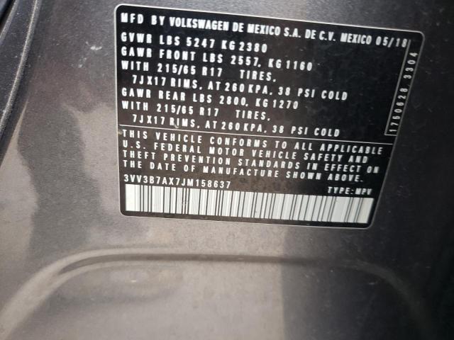 3VV3B7AX7JM158637 Volkswagen TIGUAN SE