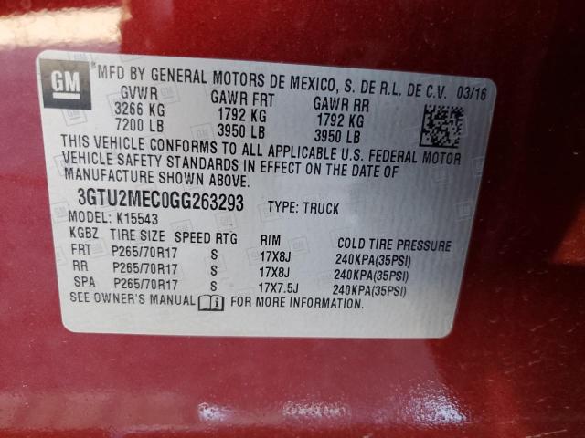 3GTU2MEC0GG263293 GMC Sierra K1500 Sle