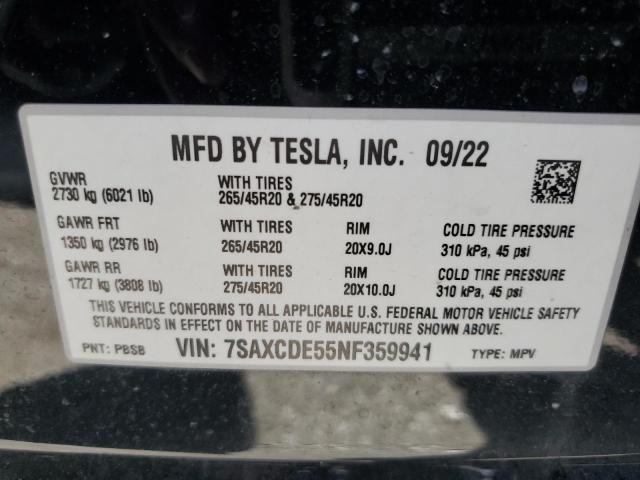 7SAXCDE55NF359941 Tesla MODEL X