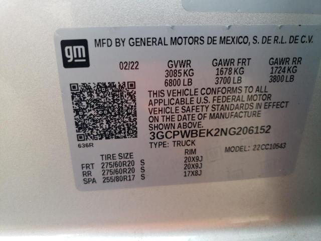 3GCPWBEK2NG206152 Chevrolet Silverado Ltd C1500 Custom